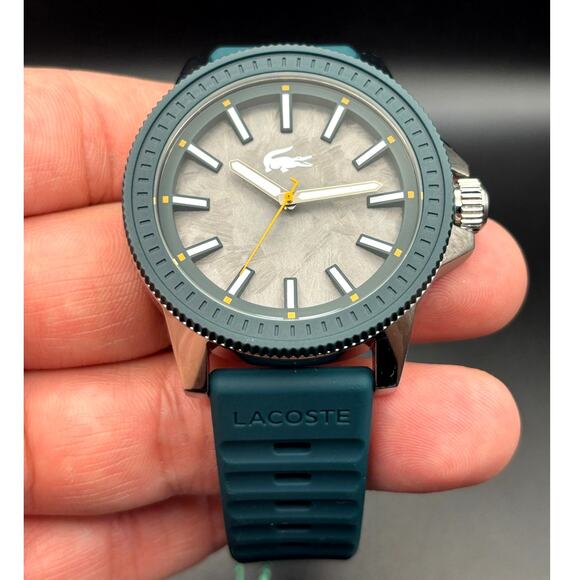 Lacoste Highkey 2011358 Men’s Green Silicone Strap Quartz Watch NIBWT - Picture 10 of 17
